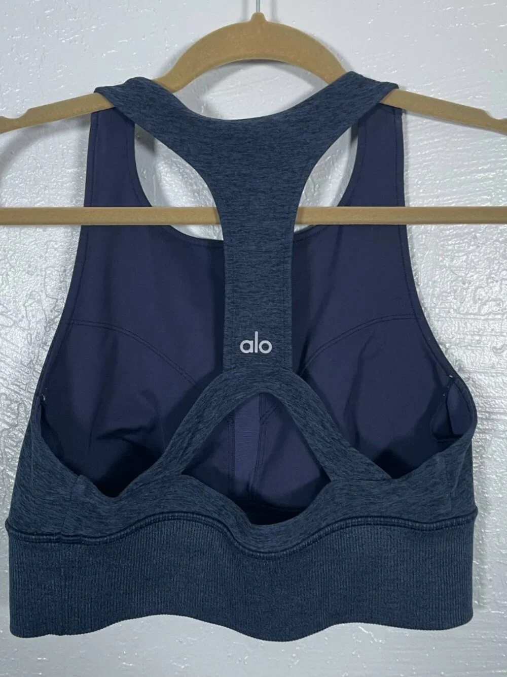 ALO Yoga Women M Navy Blue Space Dyed Alosoft Serenity Sports Bra Athleisure